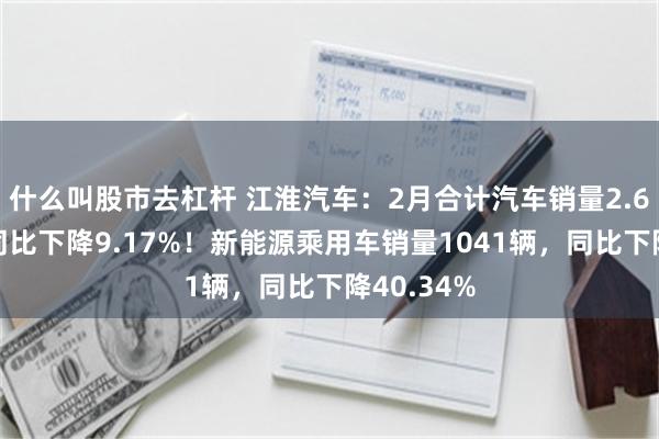 什么叫股市去杠杆 江淮汽车：2月合计汽车销量2.69万辆，同比下降9.17%！新能源乘用车销量1041辆，同比下降40.34%