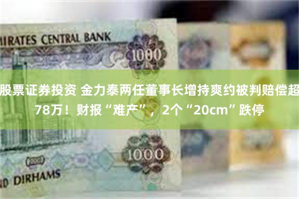 股票证券投资 金力泰两任董事长增持爽约被判赔偿超78万！财报“难产”，2个“20cm”跌停