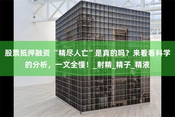 股票抵押融资 “精尽人亡”是真的吗？来看看科学的分析，一文全懂！_射精_精子_精液