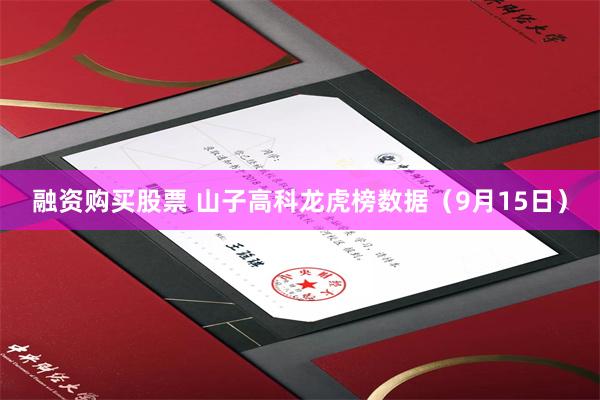 融资购买股票 山子高科龙虎榜数据（9月15日）